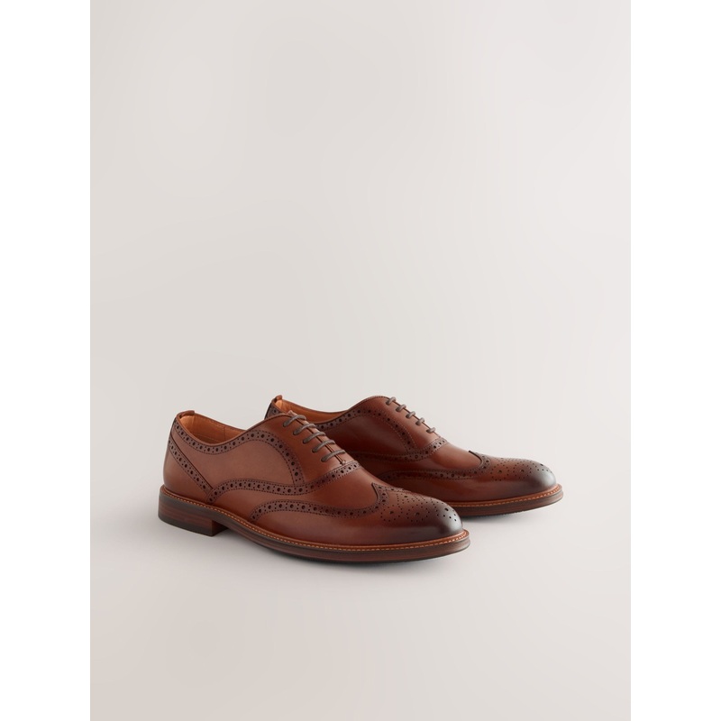 Tan Brown Oxford Wingcap Leather Shoes