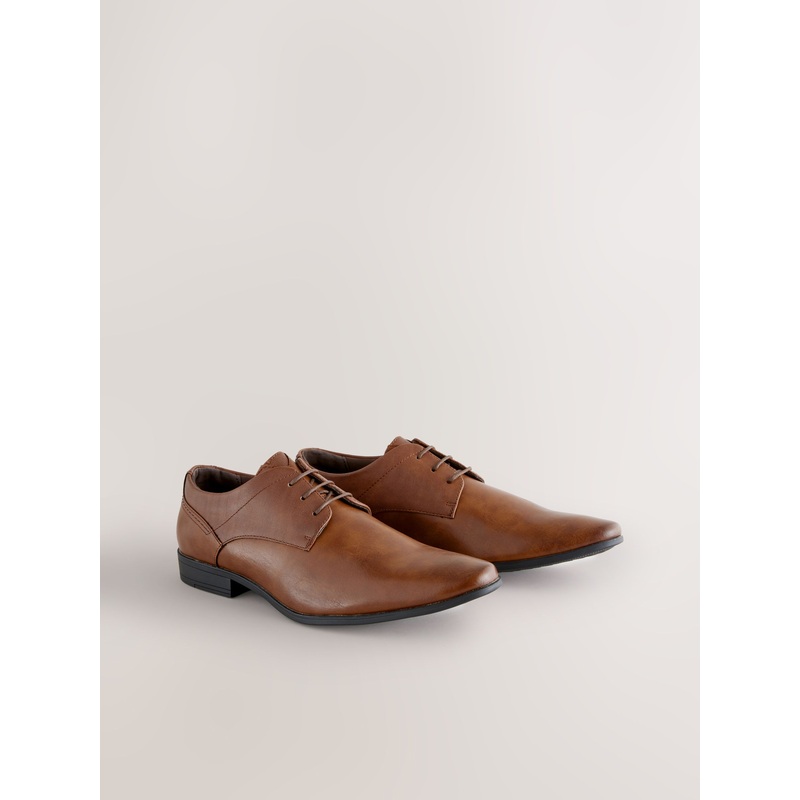Tan Brown Standard Fit Derby Lace-Up Shoes
