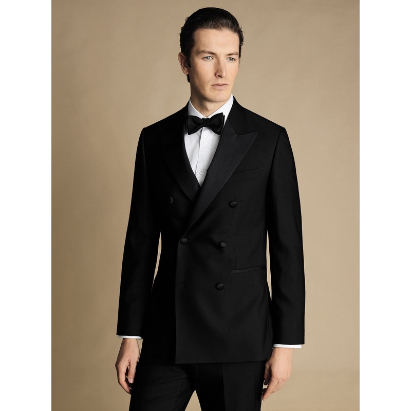Charles Tyrwhitt Black Slim Fit Double Breasted Dinner Suit: Jacket
