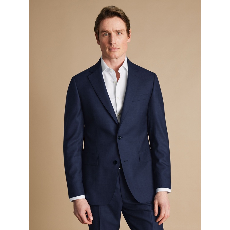 Charles Tyrwhitt Blue Slim Fit End on End Travel Suit: Jacket