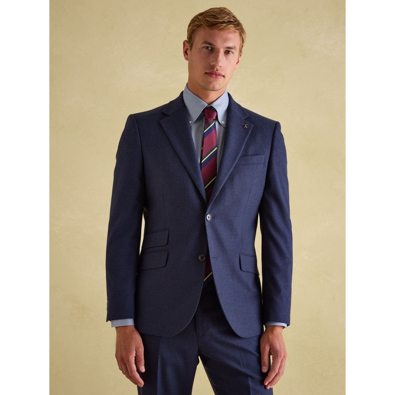 Joules Blue Slim Fit Flannel Suit Jacket