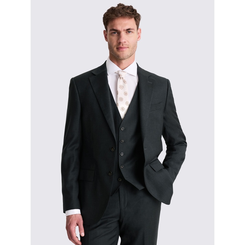 MOSS Charcoal Regular Fit Twill Suit Jacket