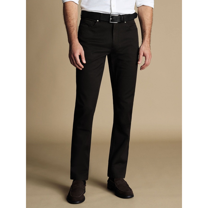 Charles Tyrwhitt Black Twill Slim Fit 5 Pocket Jeans