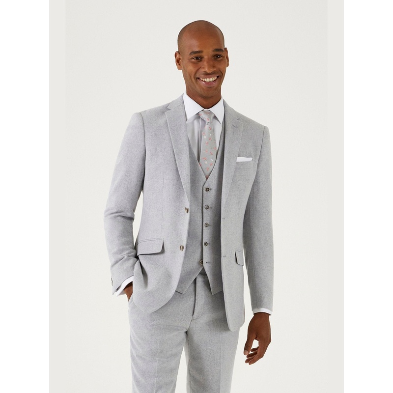 Skopes Grey Dark Single Breasted Jude Tweed Tailored Fit Suit Jacket