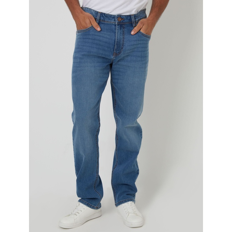 Threadbare Light Wash Straight Fit Jeans With Stretch