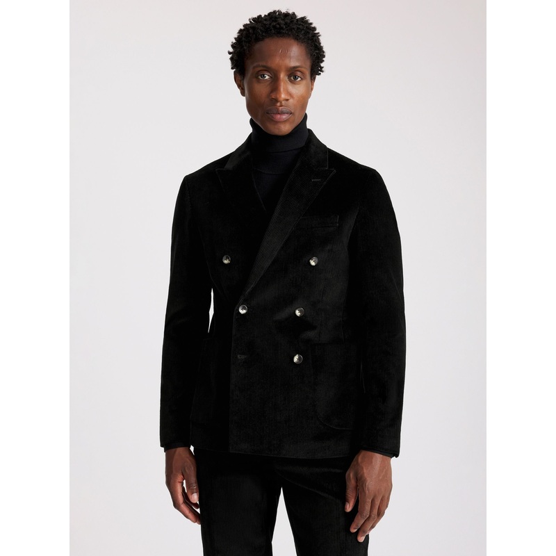 MOSS Ink Slim Fit Corduroy Double Breasted Suit Jacket