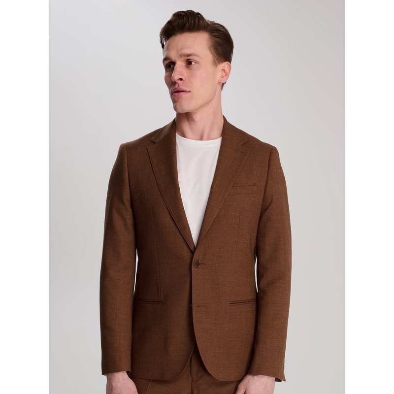 Harry Brown Brown Sandro Slim Fit Linen Look Suit Jacket