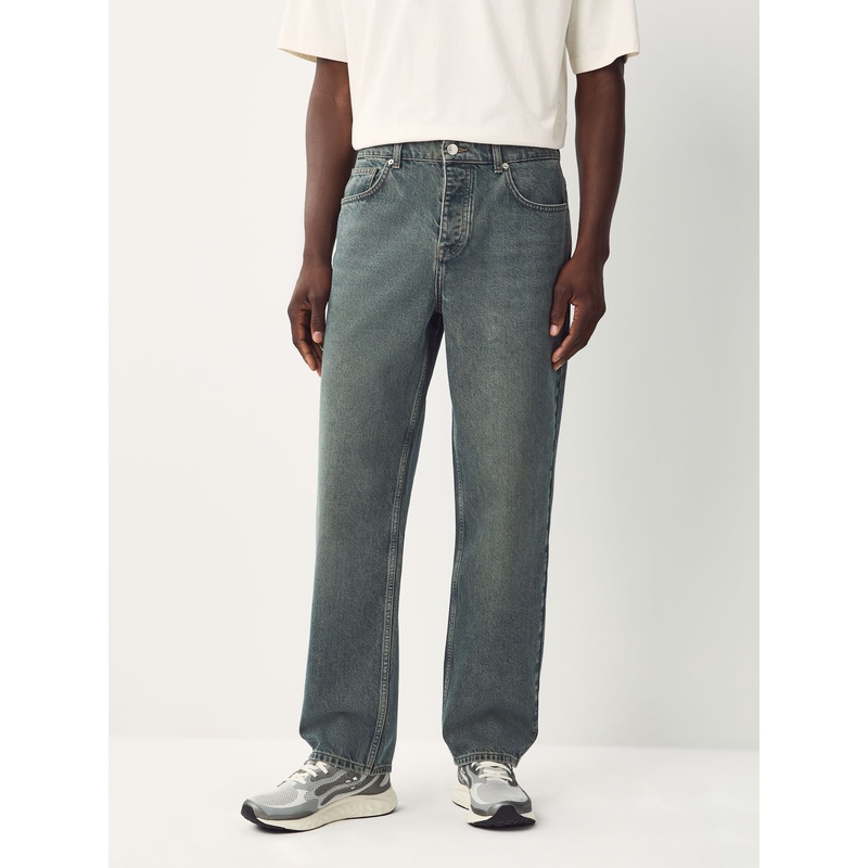 Blue Dark Tint Relaxed Fit Vintage Wash Denim Jeans