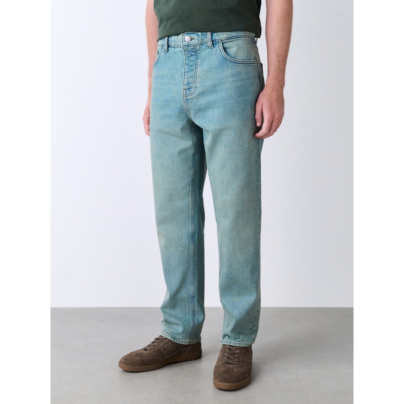 Blue Light Tint Slim Fit Vintage Wash Denim Jeans