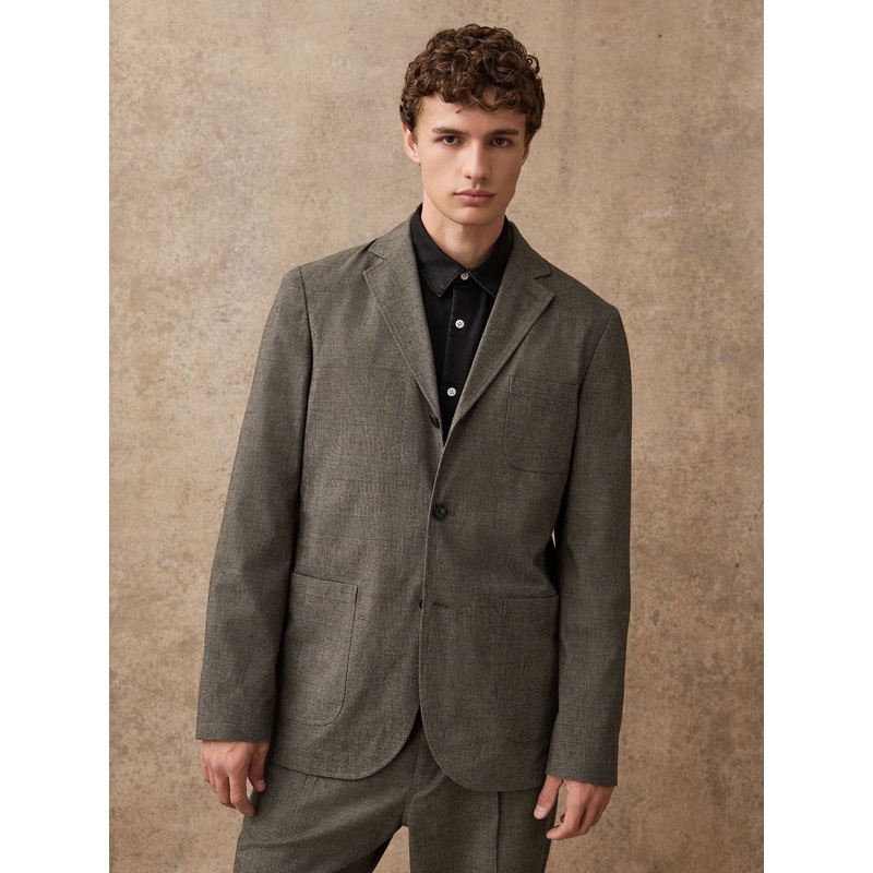 Brown Slim Fit Cotton Blend Suit Jacket