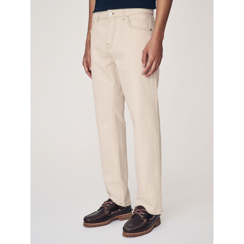 Ecru White Slim Fit Vintage Wash Denim Jeans