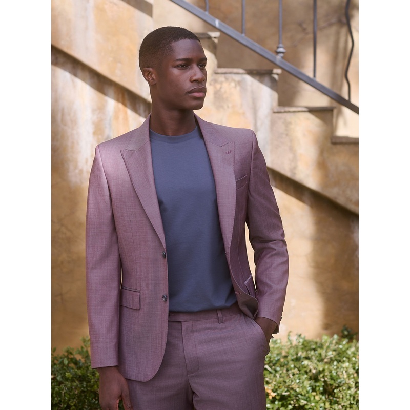 Pink Slim Fit Signature Cerutti Italian Fabric 100% Wool Suit Jacket