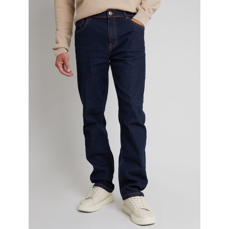 Threadbare Navy Blue Straight Fit Jeans With Stretch