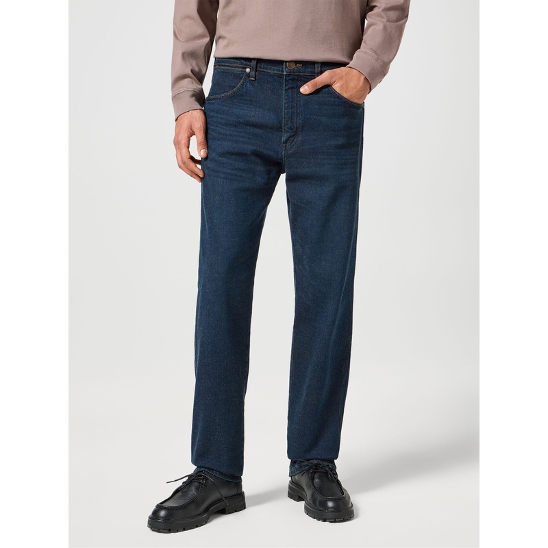 Wrangler Blue Black Denim Straight Fit Frontier Jeans