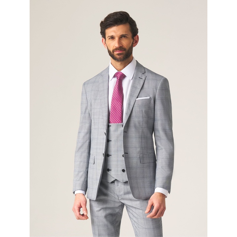 Skopes Grey Slim Fit Anello Check Suit Jacket