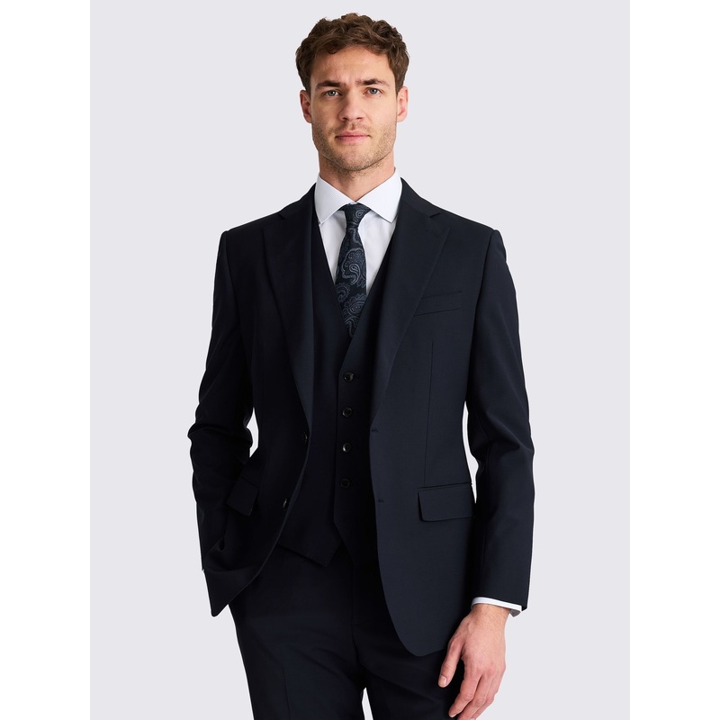 MOSS Navy Tailored Fit Performance Suit Jacket