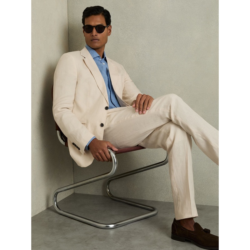 Reiss Stone Kin Slim-Fit Single Breasted Linen Blazer