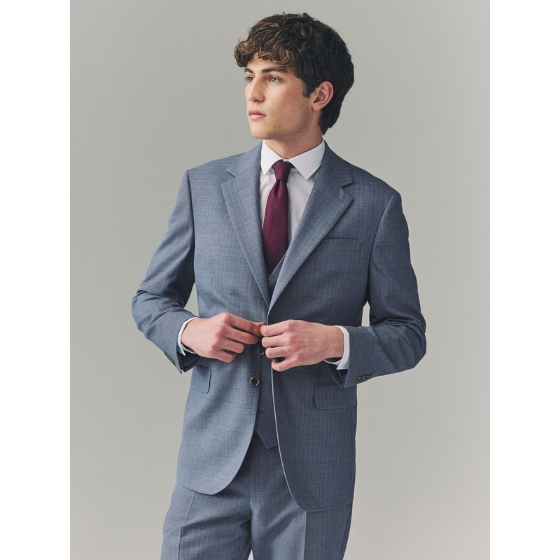 Light Blue Regular Fit Textured Suit Jacket