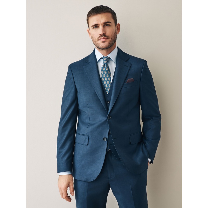 Navy Slim Fit Signature Cerutti Italian Fabric 100% Wool Suit Jacket