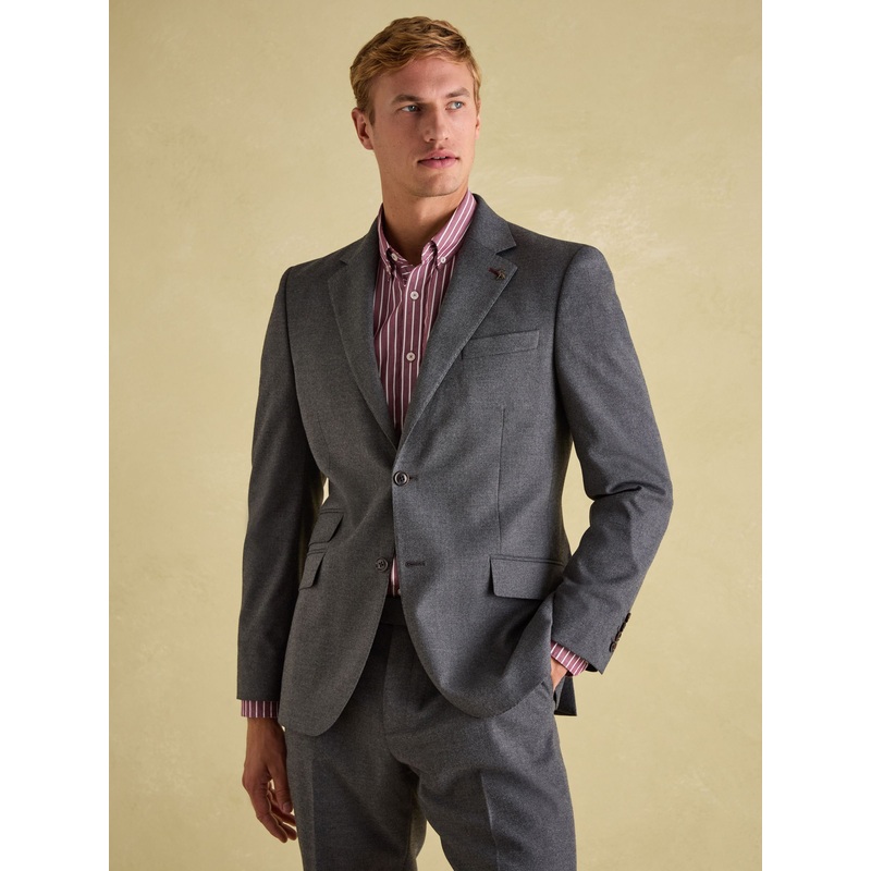 Joules Grey Slim Fit Flannel Suit Jacket