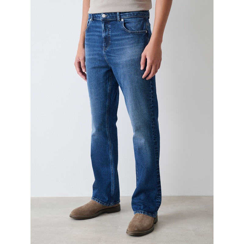 Blue Bootcut Vintage Wash Denim Jeans