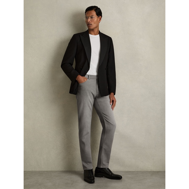 Reiss Light Washed Grey Picton Cotton-Stretch Slim-Fit Jeans