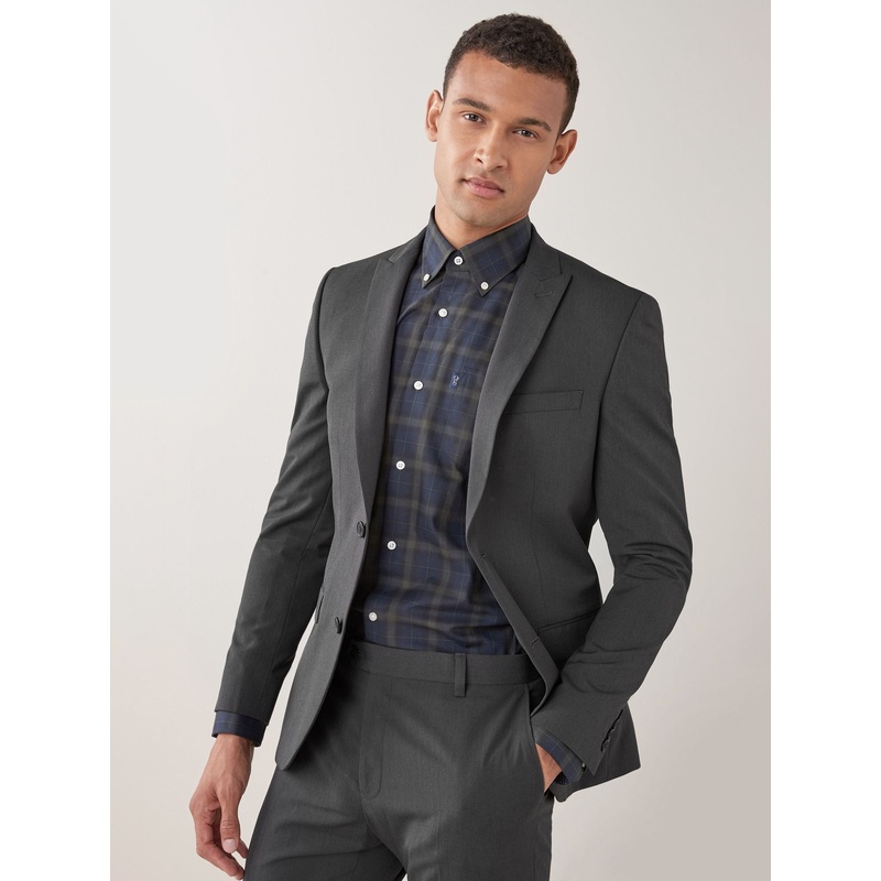 Charcoal Grey Skinny Fit Two Button Suit Jacket