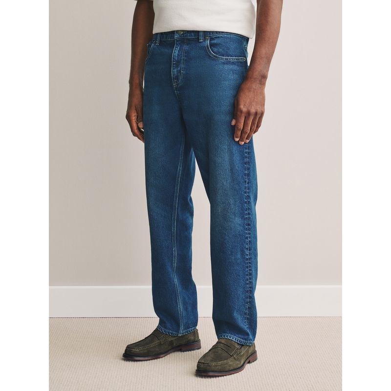 Dark Blue Straight Fit Signature Soft Touch Denim Jeans