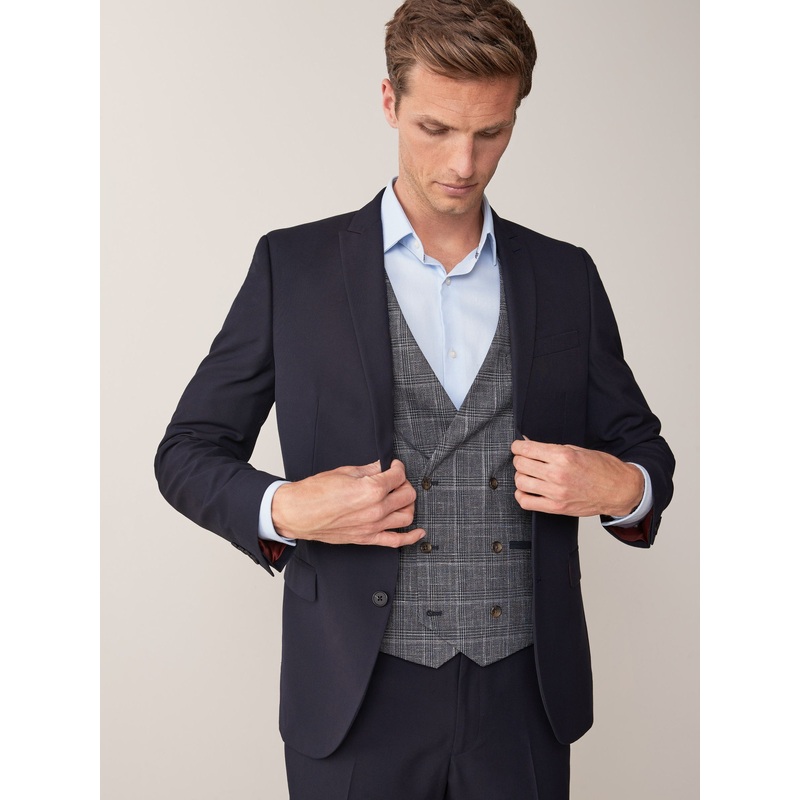 Navy Blue Skinny Fit Two Button Suit Jacket