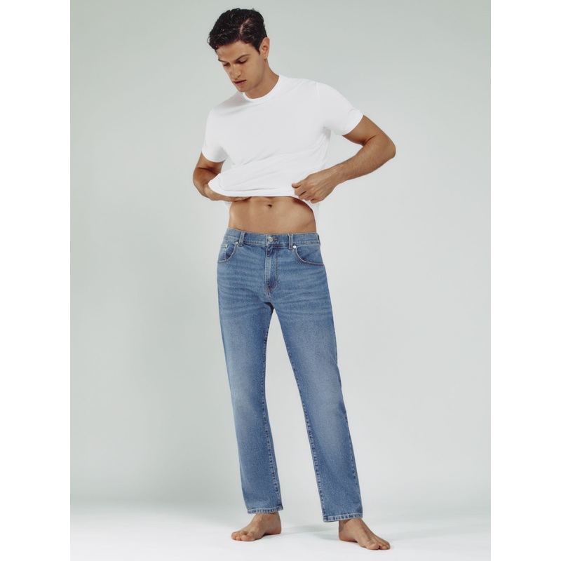 Reiss Mid Blue Wash Bishopsgate Straight-Leg Jeans