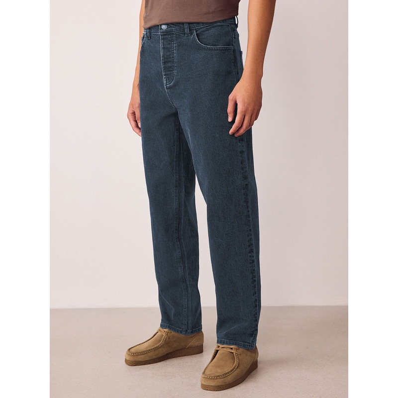Blue Mid Tint Relaxed Tapered Fit Vintage Wash Denim Jeans