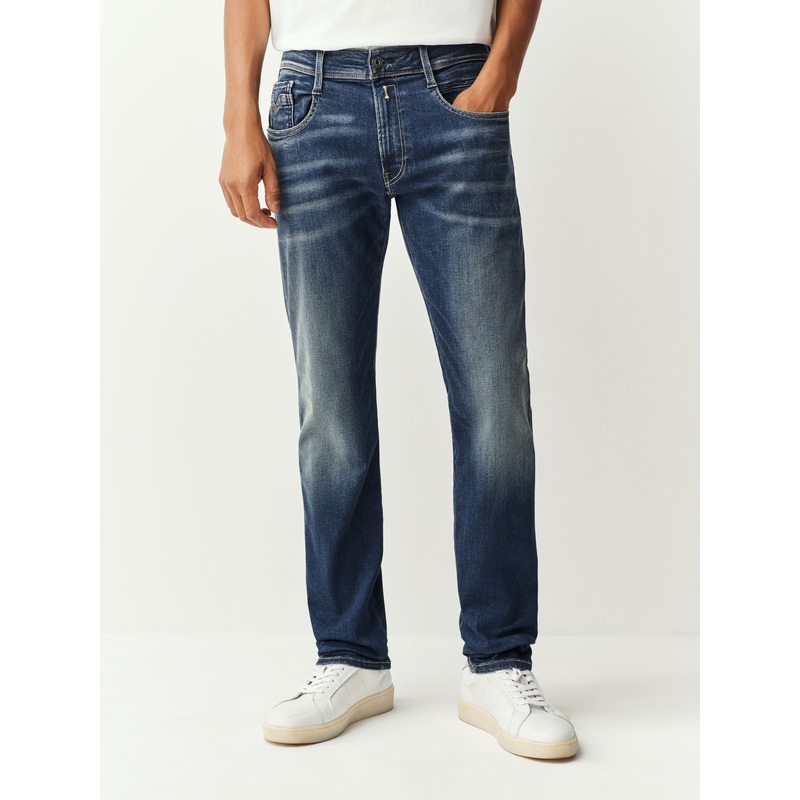 Replay Denim Dark Blue Dust Slim Fit Anbass Hyperflex Jeans