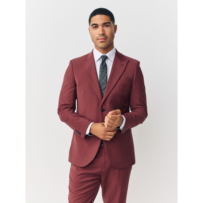 Rust Brown Slim Fit Motion Flex Wool Blend Suit Jacket