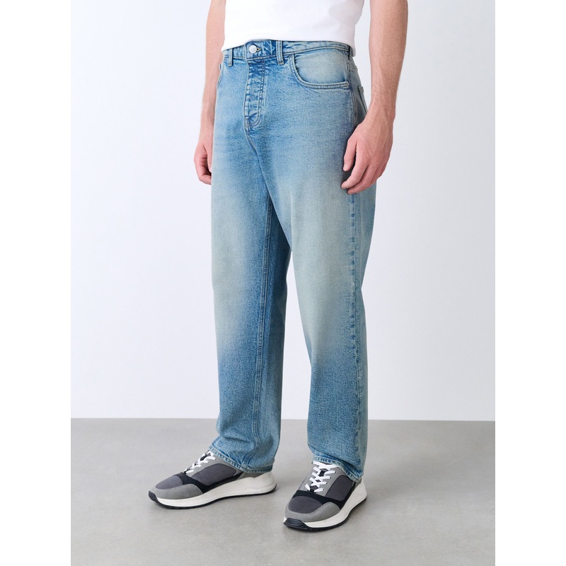 Blue Light Classic Straight Fit Vintage Wash Denim Jeans