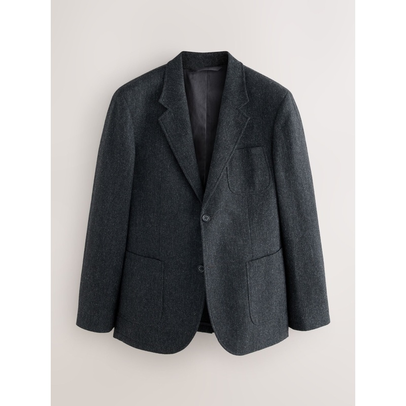 Charcoal Grey Relaxed Fit Wool Blend Suit Jacket
