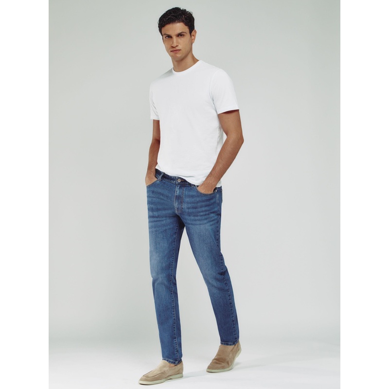 Reiss Mid Blue Wash Maddison Tapered Slim-Fit Jeans