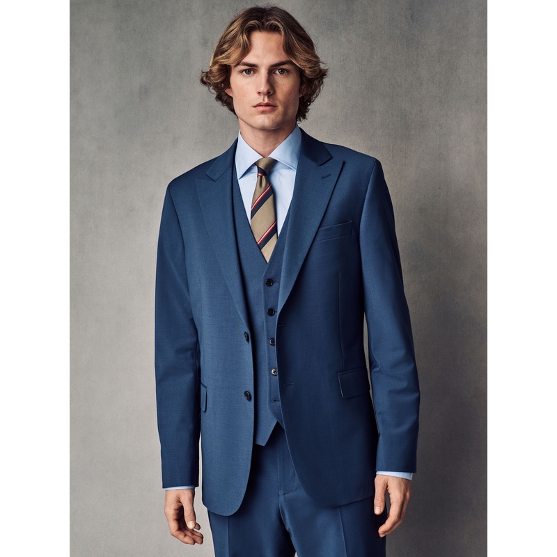 Blue Slim Fit Wool Blend Motionflex Suit Jacket