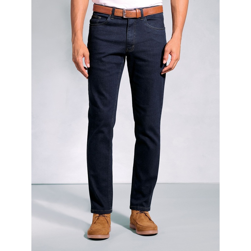 Brook Taverner Navy Blue Tailored Fit 5 Pocket Denim Jeans