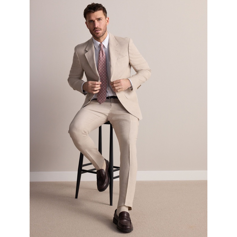 Stone Slim Fit Leomaster Italian 100% Linen Suit Jacket