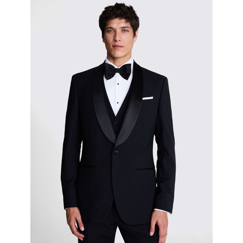 MOSS Black Tailored Fit Shawl Lapel Tuxedo Jacket