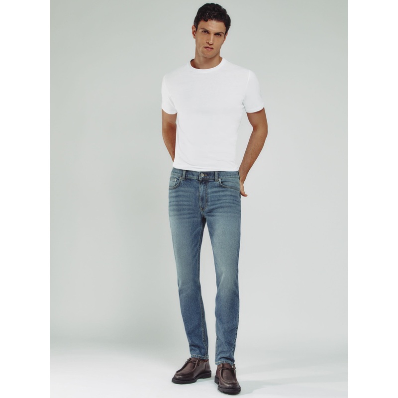 Reiss Washed Indigo Green Cast Picton Cotton-Stretch Slim-Fit Jeans