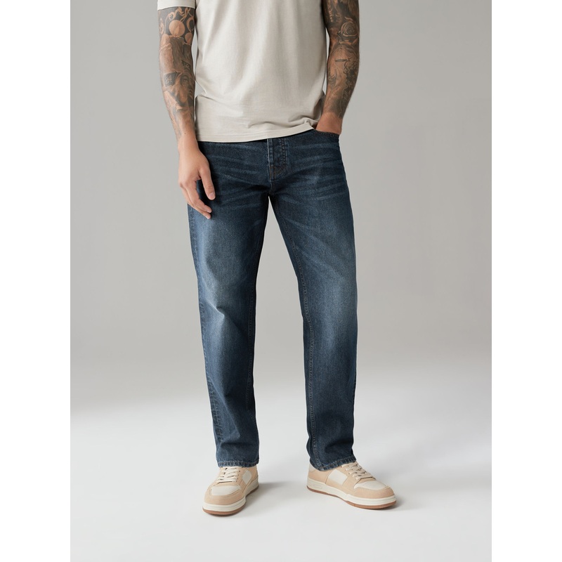 Blue Mid Straight Fit 100% Cotton Authentic Jeans