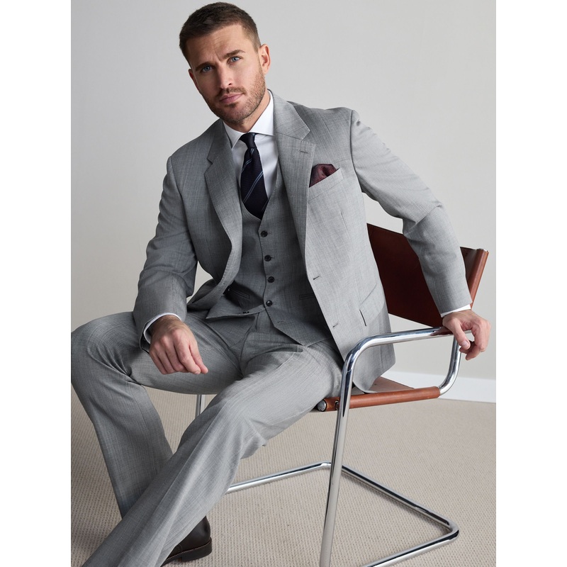 Grey Regular Fit Signature Nova Fides Wool Jacket