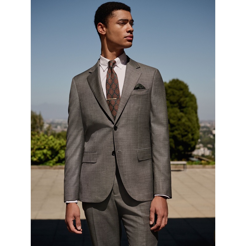 Grey Slim Fit Signature Cerutti Italian Fabric 100% Wool Suit Jacket