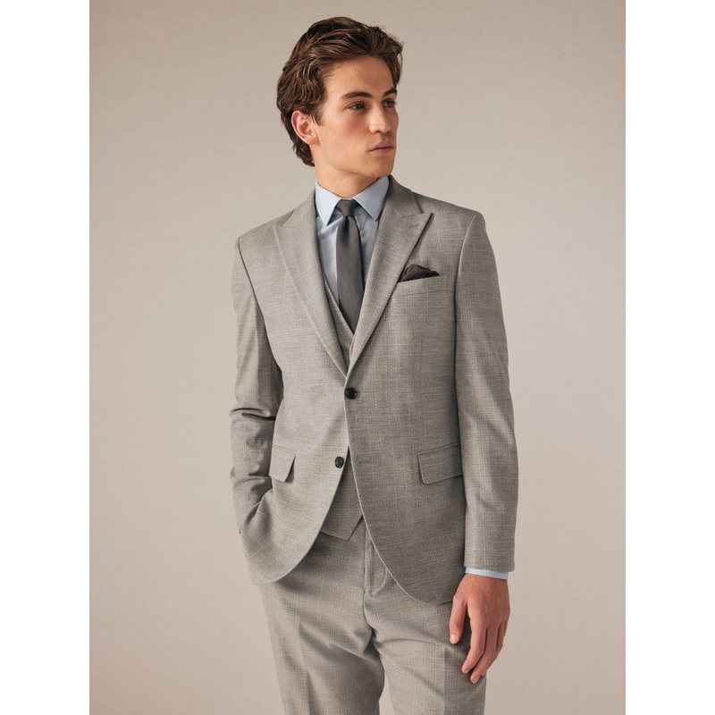 Neutral Slim Fit Check Suit Jacket