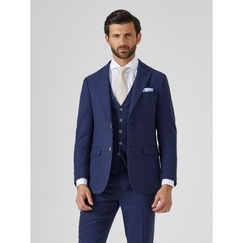 Skopes Navy Blue Single Breasted Jude Tweed Tailored Fit Suit Jacket