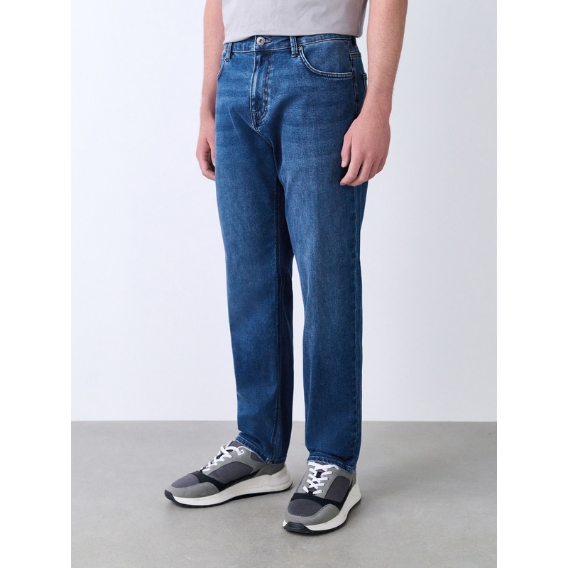 Blue Mid Regular Tapered Fit Motionflex Jeans