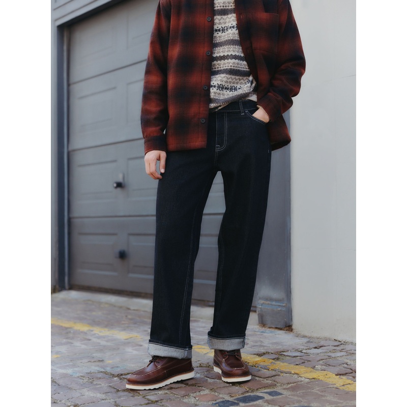 Black Baggy Fit Vintage Wash Denim Jeans