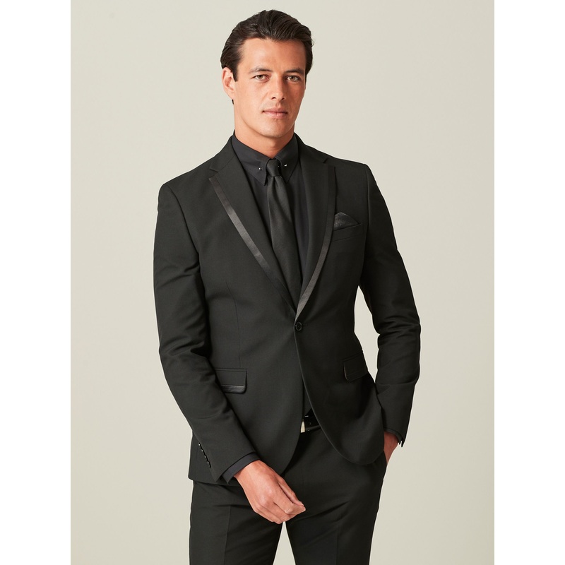 Black Skinny Fit Tuxedo Suit Jacket