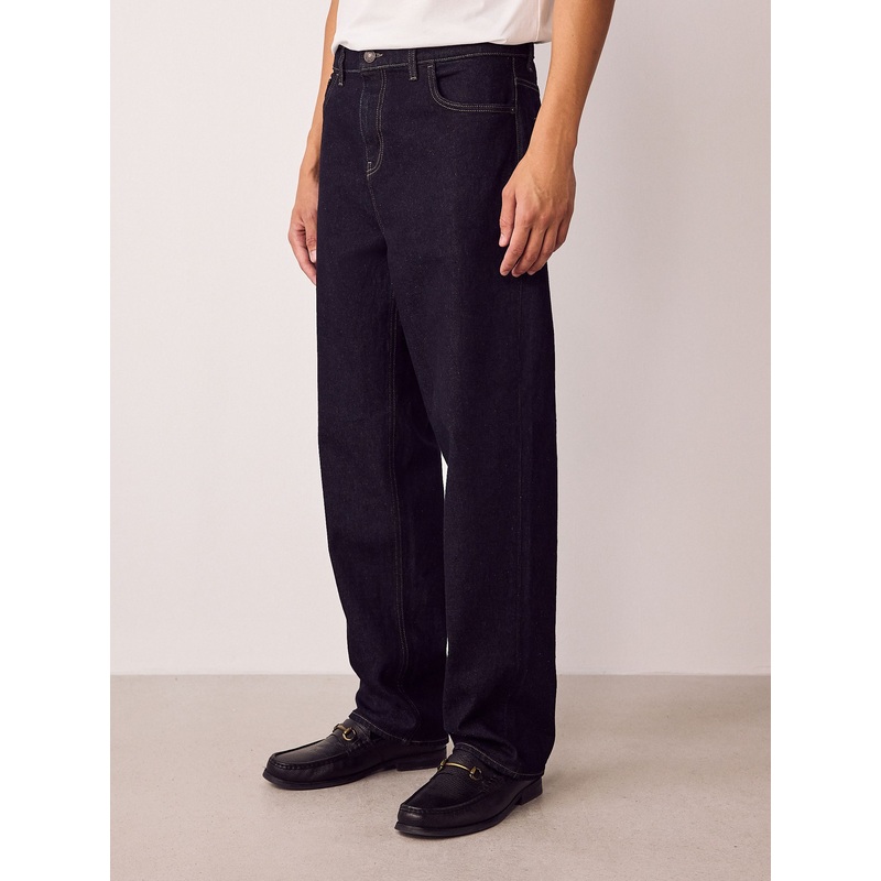 Dark Indigo Rinse Relaxed Fit Vintage Wash Denim Jeans